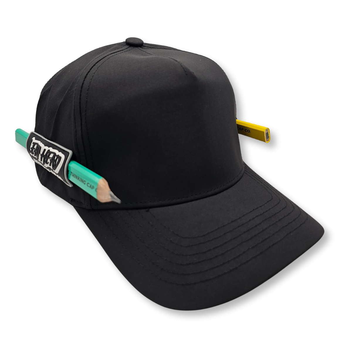 Lead Head The Casual Blank plain black pencil holder cap, front