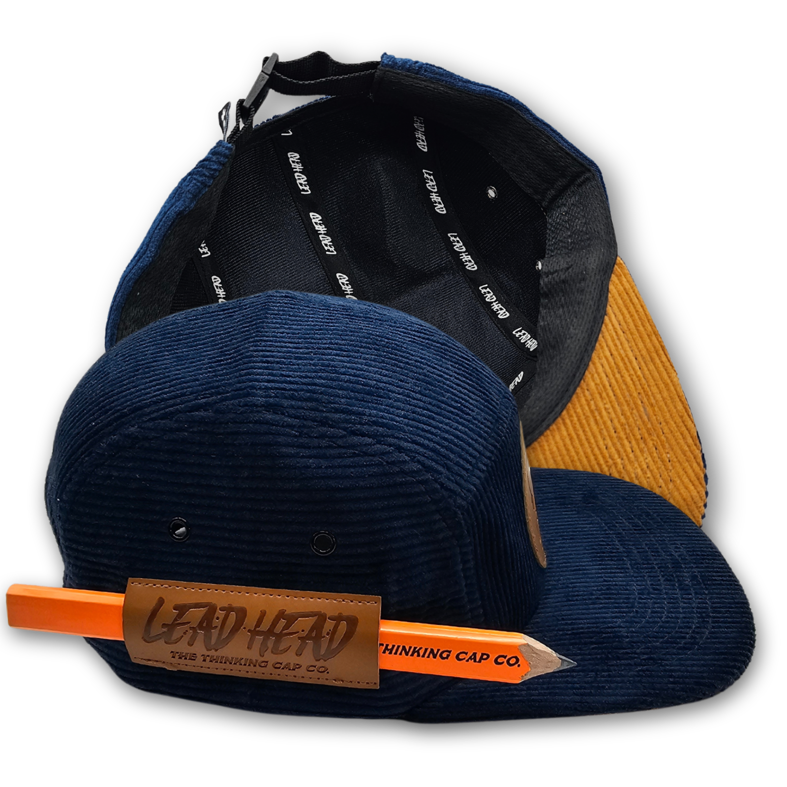 Lead Head The Retro Tradie Royal Blue navy corduroy cap