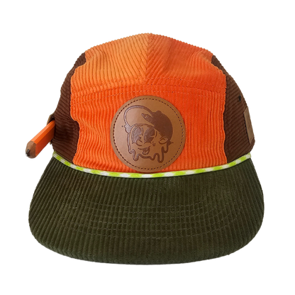 Lead Head The Retro Tradie Retro orange olive corduroy cap front