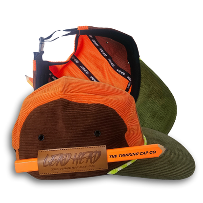Lead Head The Retro Tradie Retro orange olive corduroy cap